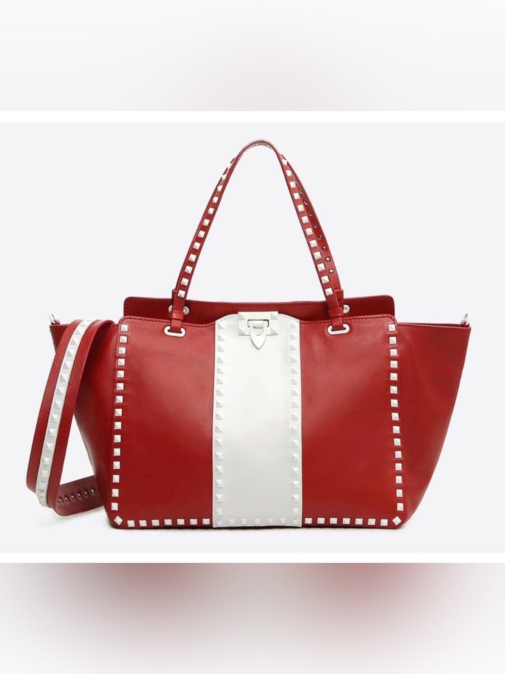Red and White Rockstud bag